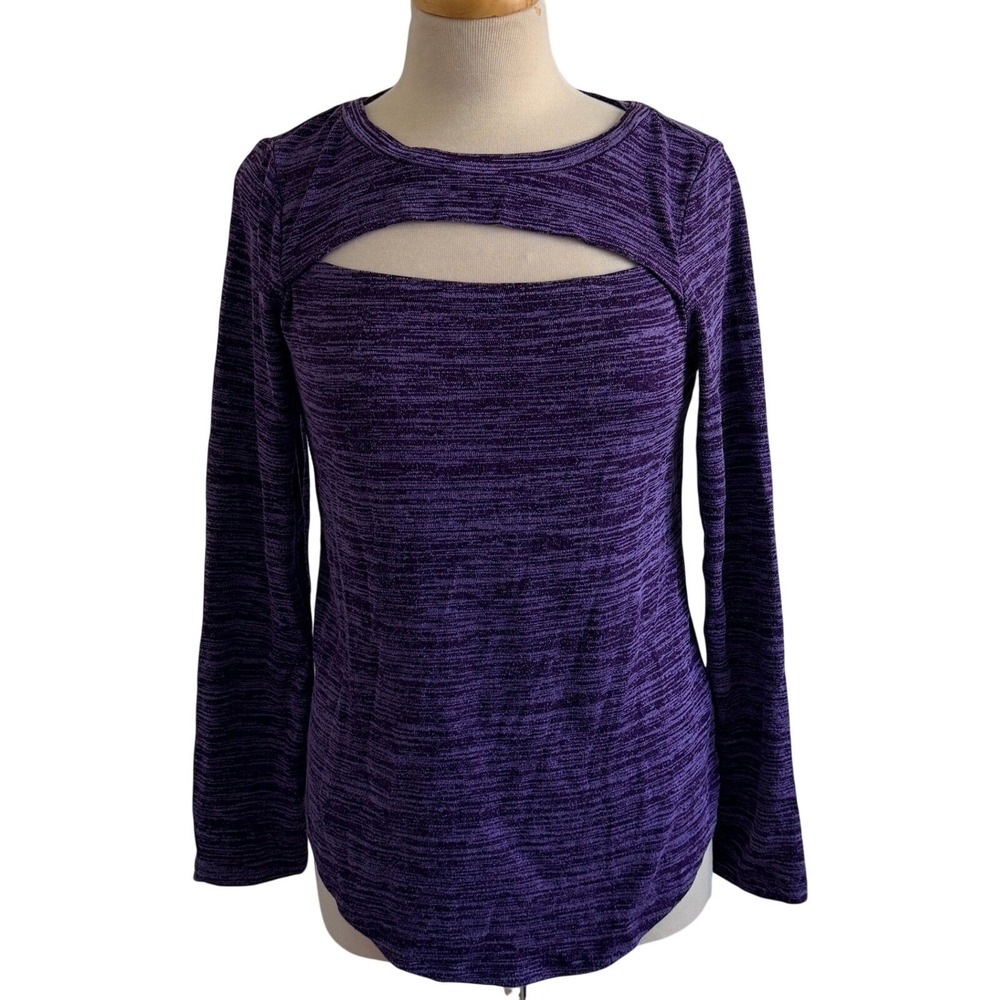 Juicy Couture Sweater Sz L Purple Dye Cutout Lightweight Long Sleeve Top